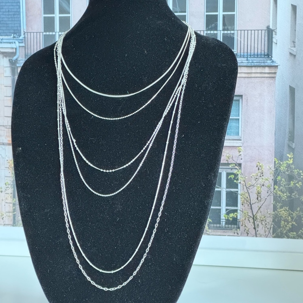 NWOT Vibtage Banana Republic Six Strand Silver Tone Necklace - Picture 5 of 6